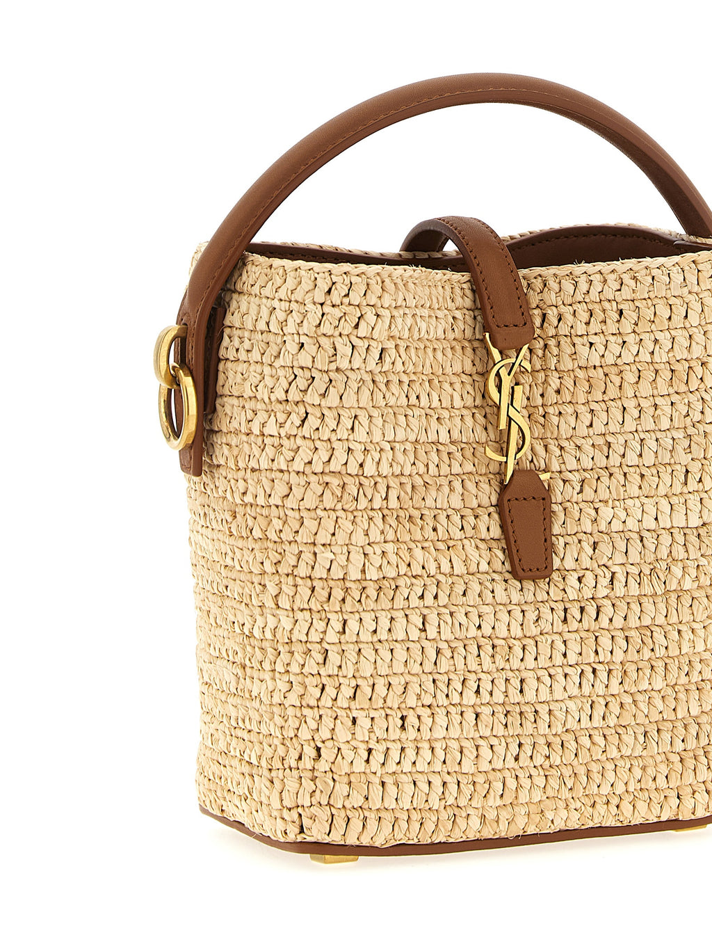 Saint Laurent Beige Raffia Crossbody Bag
