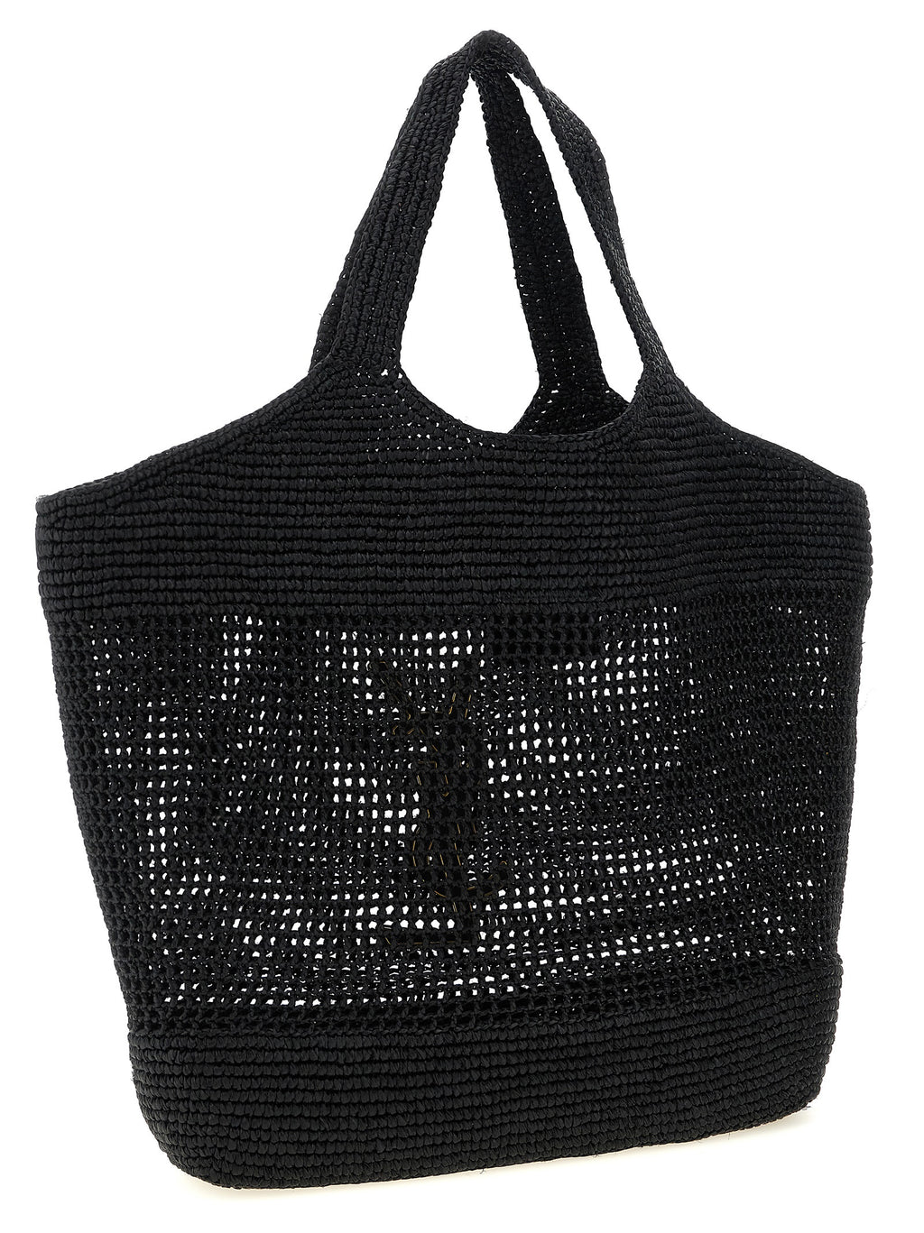 Saint Laurent Black Raffia Tote Bag