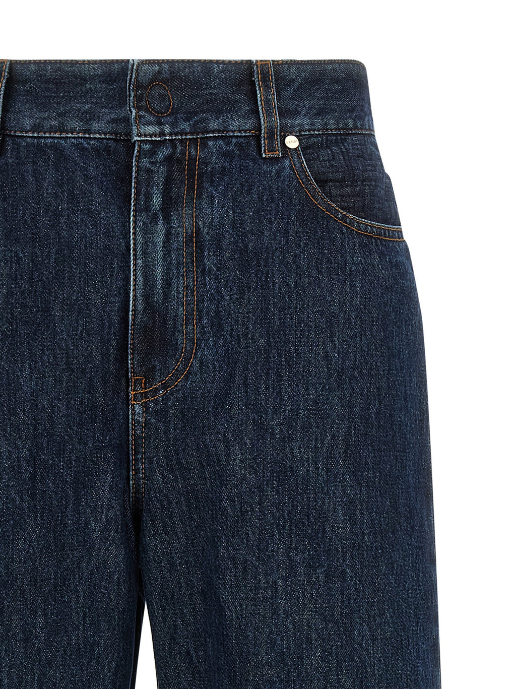 Fendi Blue Cotton Straight-Leg Jeans