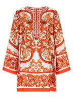 Dolce & Gabbana Orange Silk Short Dress