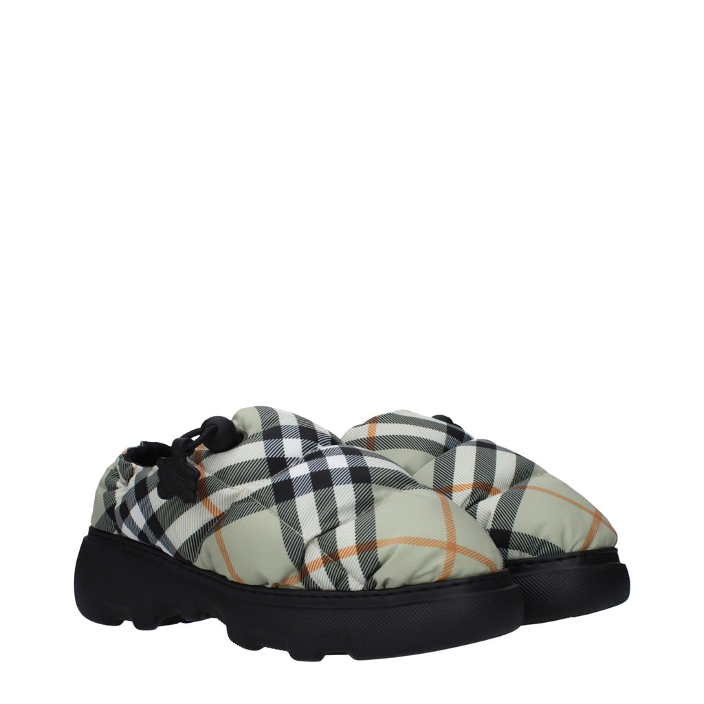 Burberry Green Fabric Slip-On Loafers